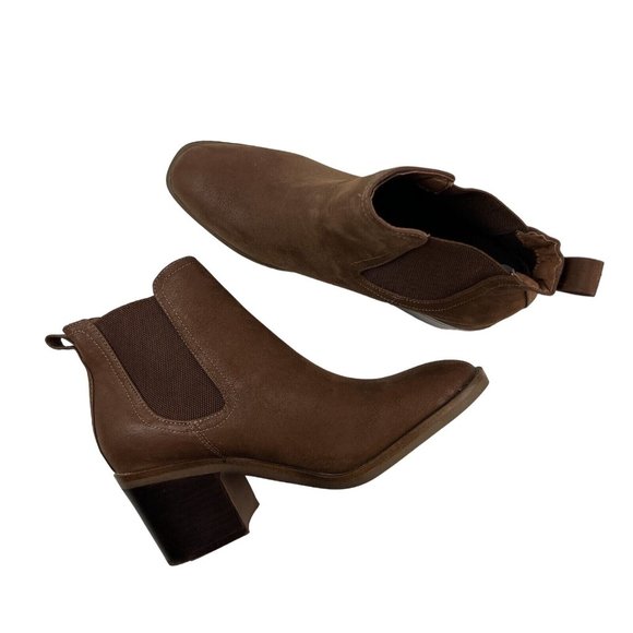 MIA Ankle Boots Size 8.5 Faux Suede Slip On Chelsea Western Block Heel Side Gore - Picture 6 of 11